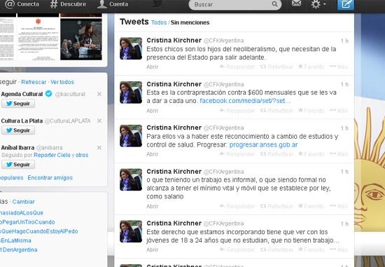 Cristina volvió a usar Twitter