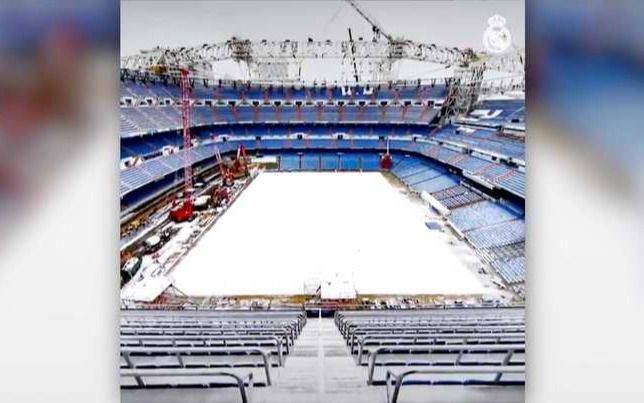 El Bernabeu tapado por la nieve, la imagen que impactó a todos