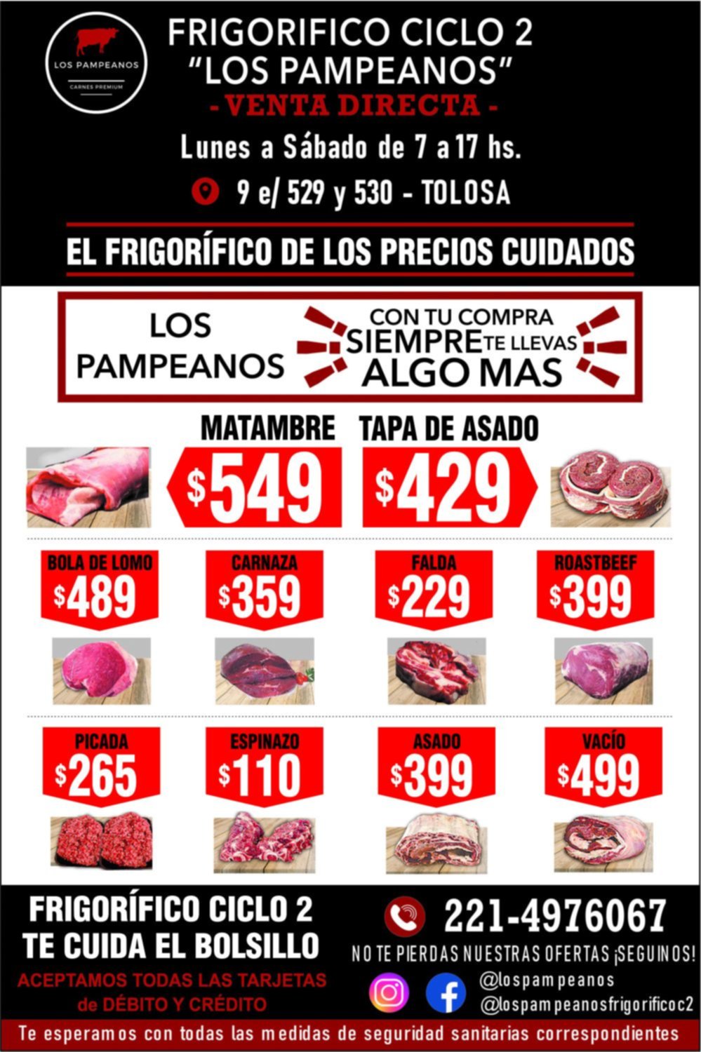 Bola de lomo a $489 y carnaza a $359 en Frigorífico ciclo 2 Los Pampeanos