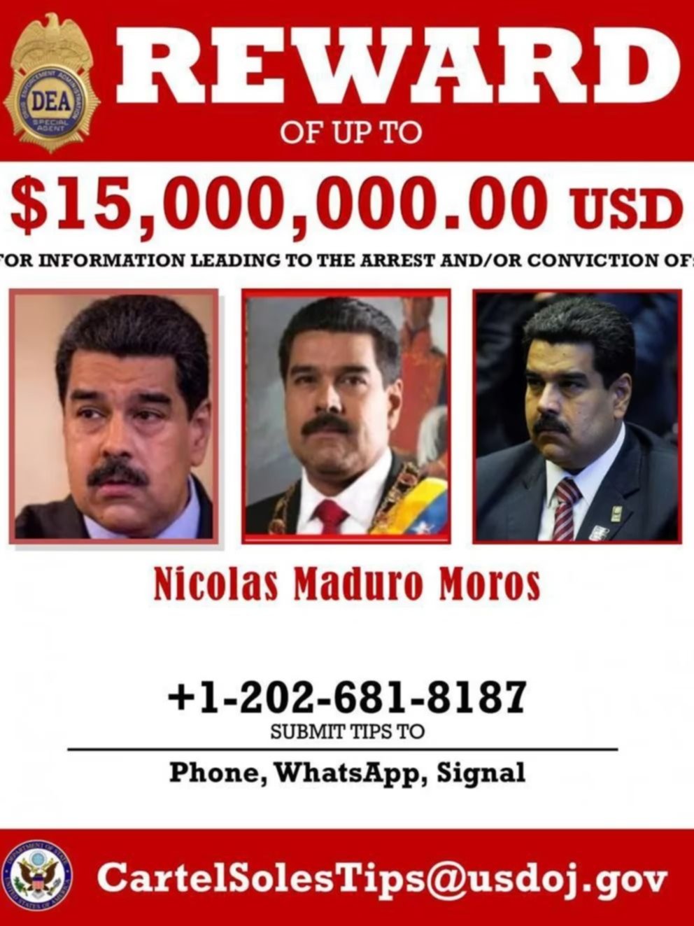 Maduro vendría a Cumbre en Buenos Aires y EEUU tiene vigente una millonaria recompensa por su captura