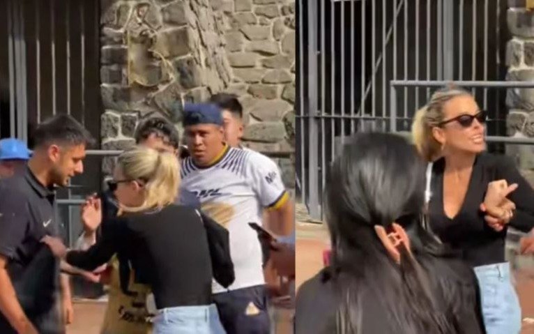Todo por una foto: la novia del Toto Salvio enojada y a los gritos con hinchas mexicanos