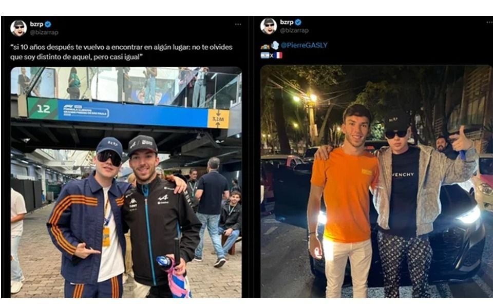 Bizarrap festejó la llegada de Franco Colapinto a Alpine con una foto retro junto a Pierre Gasly