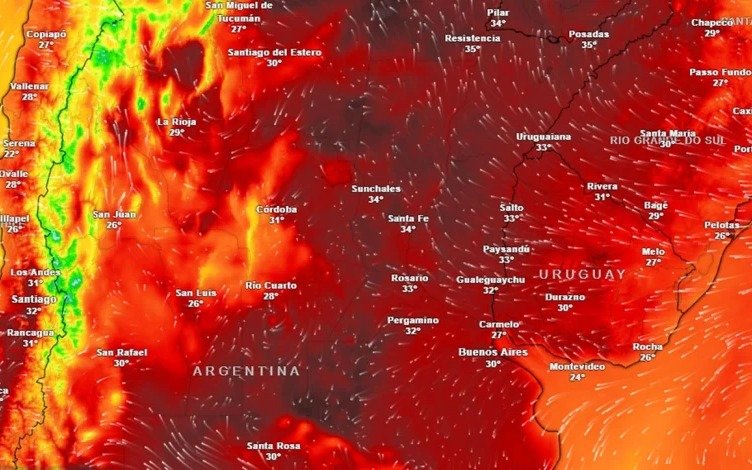 Emiten alerta roja y amarilla por viento y calor extremo en varias provincias del país