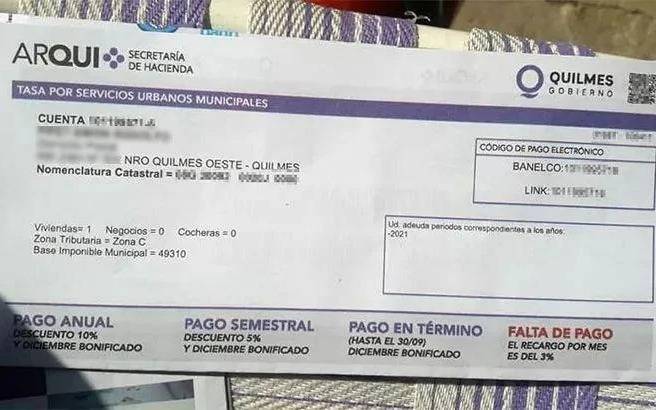 Pago anual de la Tasa SUM en Quilmes