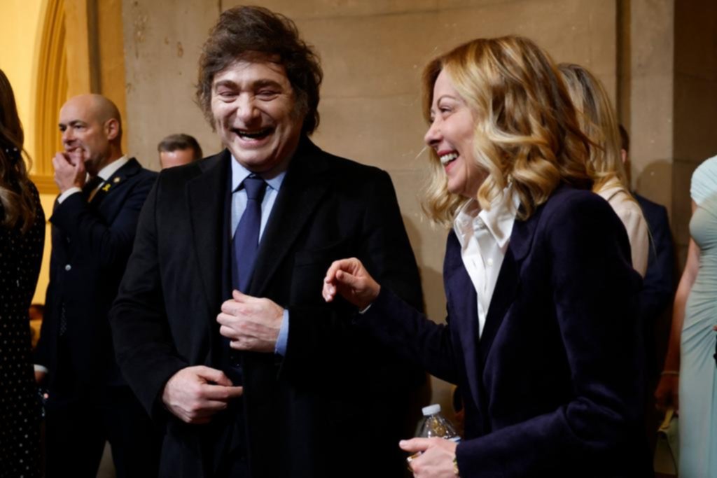 Milei en el Capitolio y en distendidas charlas con su par italiana Meloni
