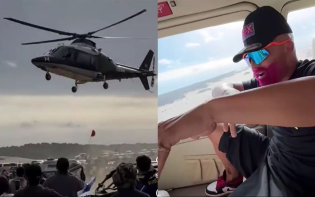 Descontrol en las playas de Pinamar: ordenan secuestrar el helicóptero en el que aterrizó Perro Primo