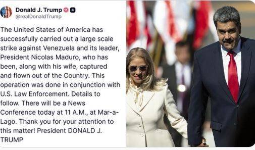 Trump anunció la captura de Nicolás Maduro y su salida de Venezuela tras una noche de bombardeos en Caracas