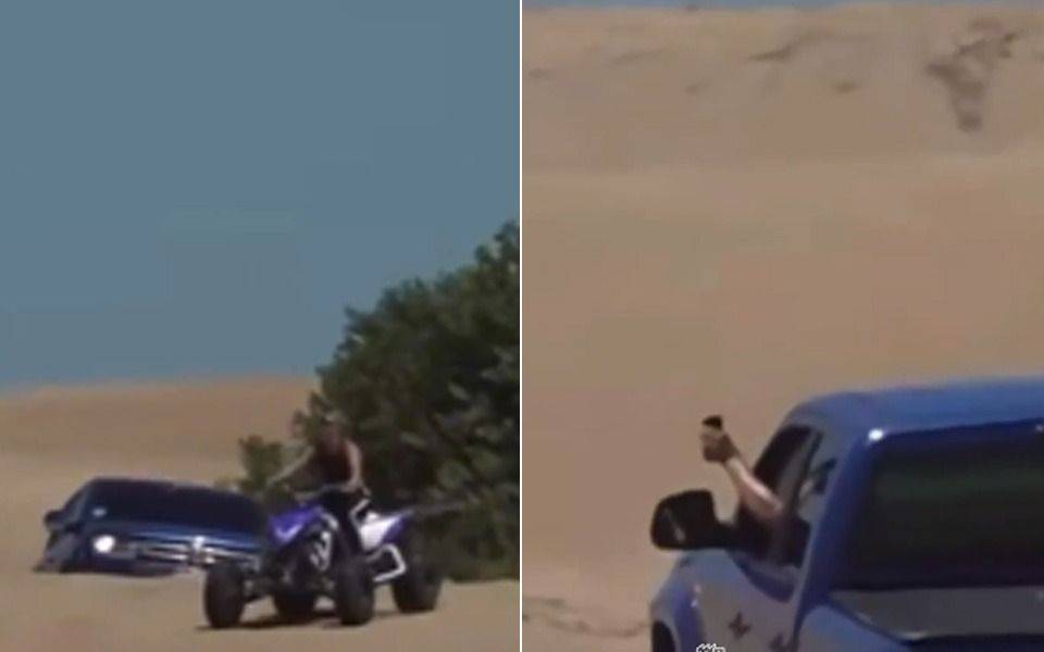Manejando una Amarok filmaba a su familia que andaba en cuatriciclos: le sacaron la licencia