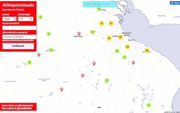 Un mapa virtual para saber dónde venden el asado más barato