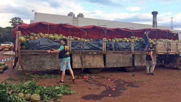 Secuestran siete toneladas de marihuana camuflada en un camión con sandías