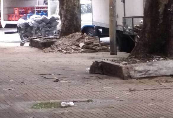 Susto al desprenderse parte de
mampostería en 14, 63 y 64