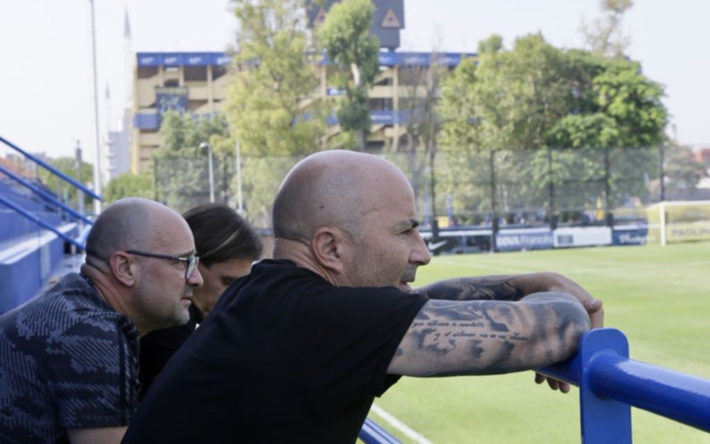 Sampaoli visitó el entrenamiento de Boca en Casa Amarilla