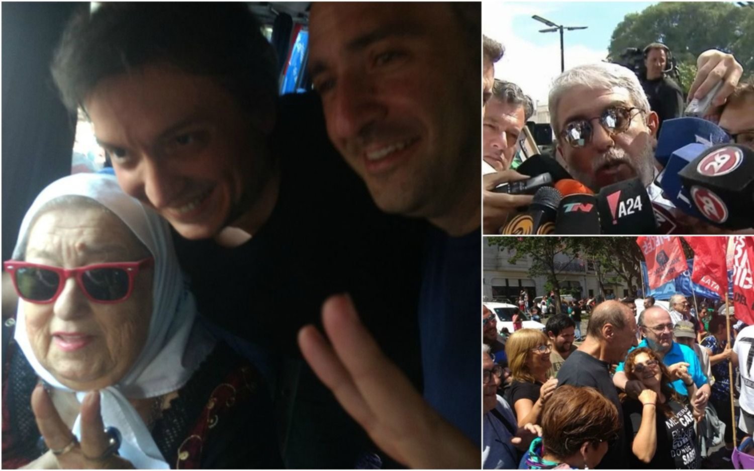 Máximo Kirchner, Hebe de Bonafini, Aníbal F. y Zaffaroni asistieron a la protesta de Moyano