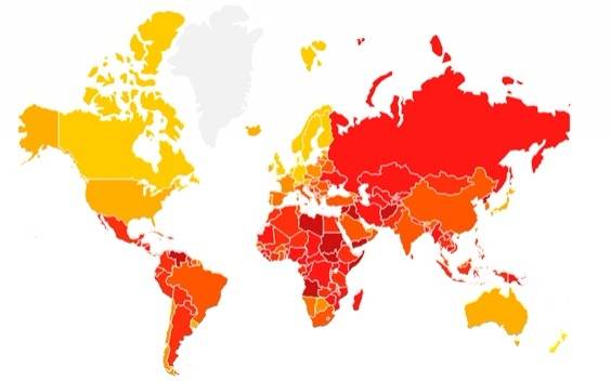 El mapa de los países más corruptos del mundo ...y Argentina?