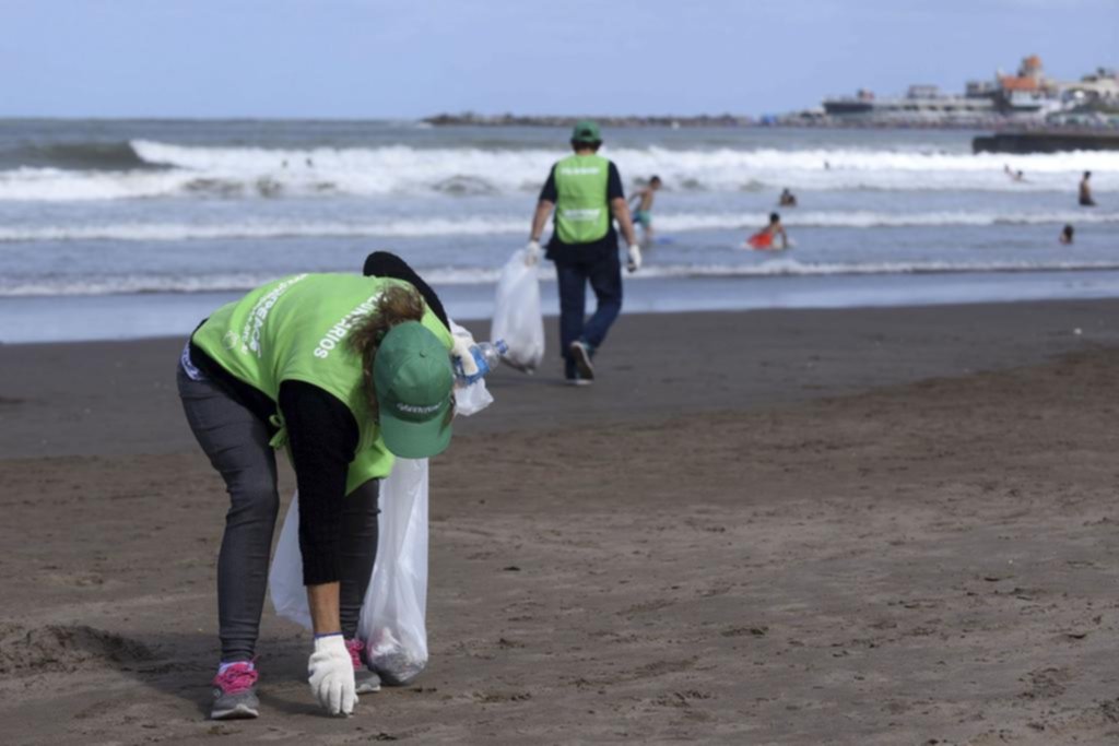 Voluntarios y activistas limpiaron de plásticos las playas de Mar del Plata