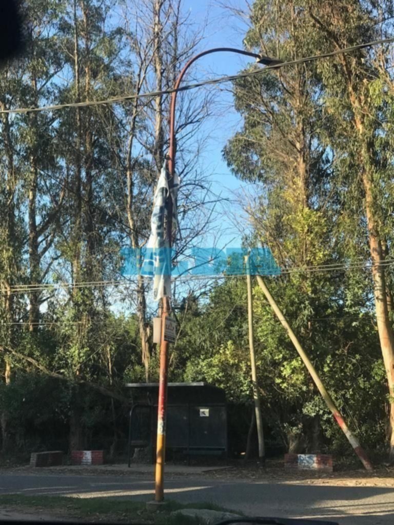 Una "boca de lobo" por una luminaria que no funciona, cerca de una escuela