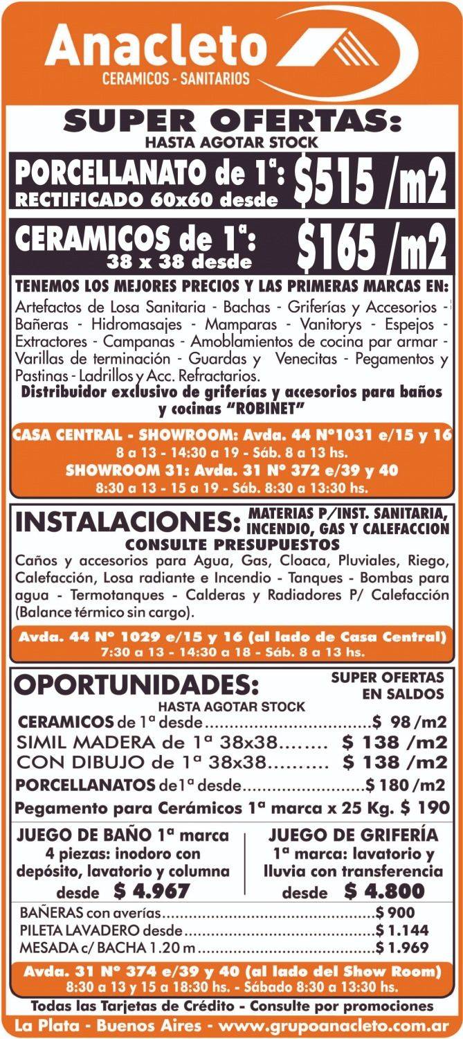 Anacleto te espera con grandes oportunidades en cerámicos