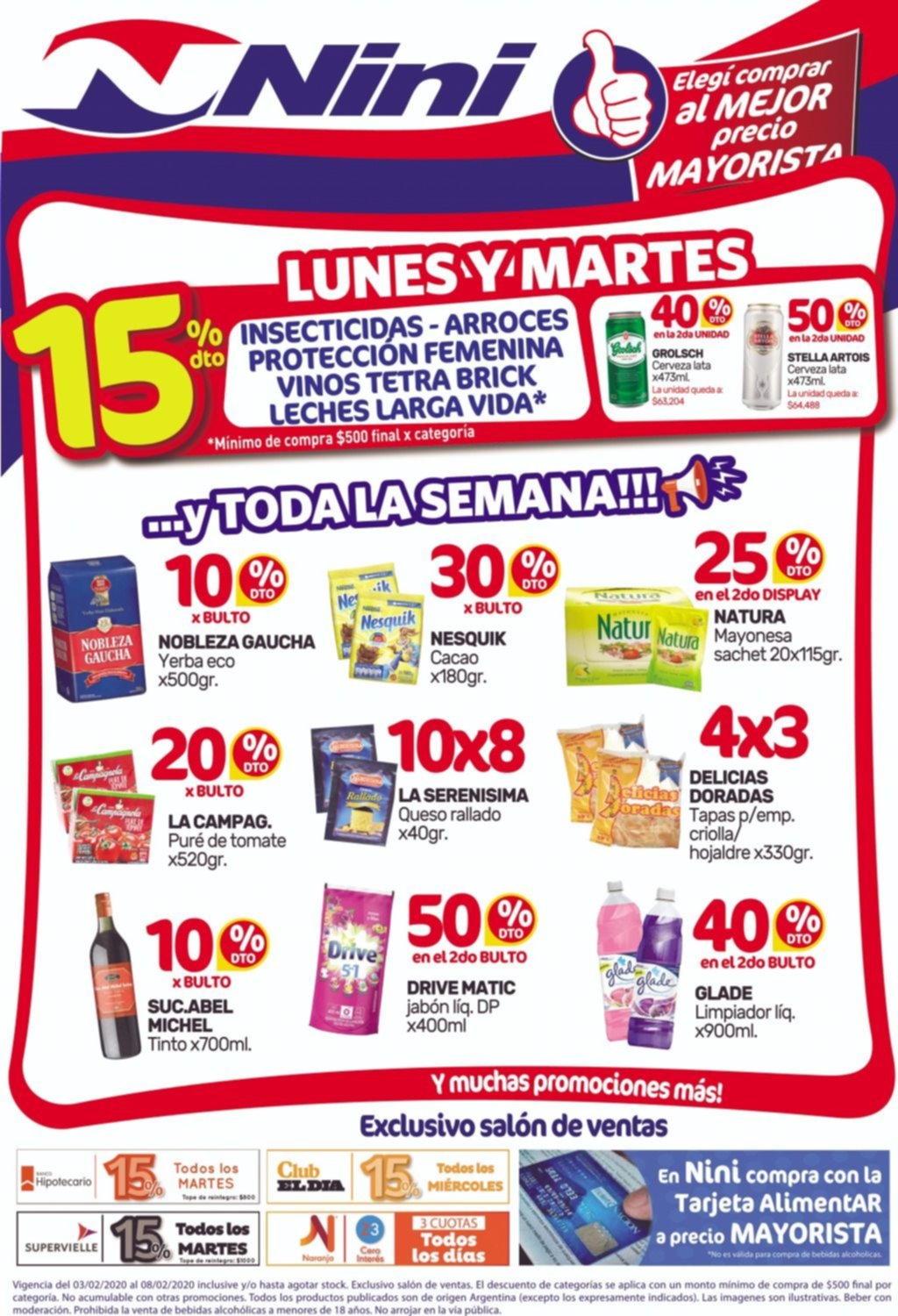 Lunes y martes con 15% de descuento y a precios mayorista