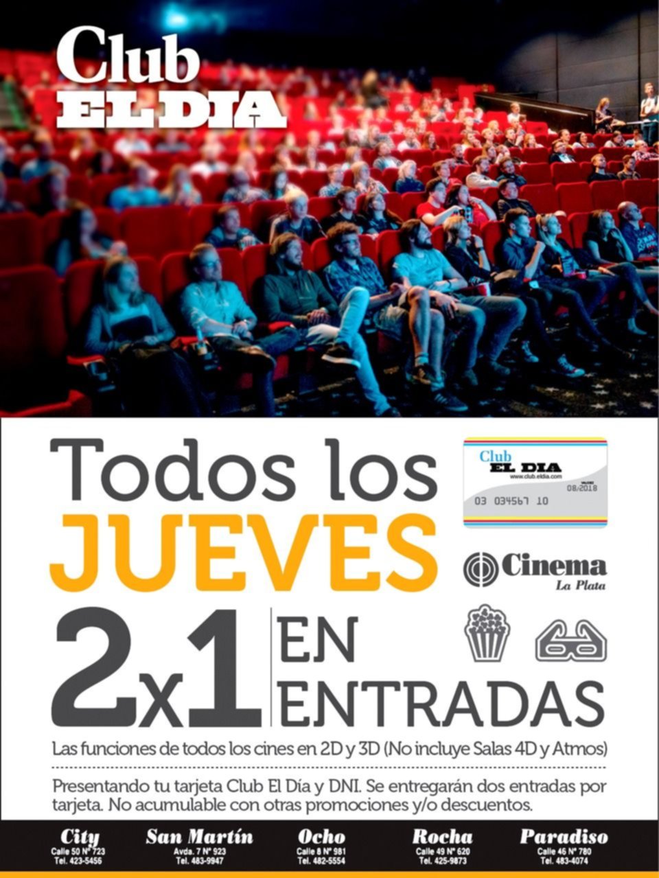 ¿Vamos al cine? todos los jueves, dos por uno en entradas con Club El Día