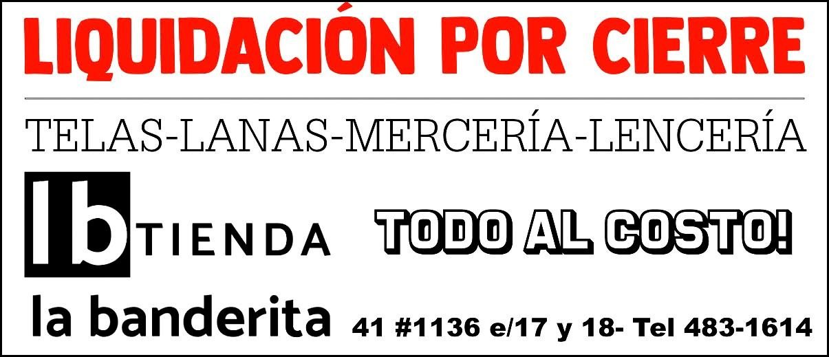 Liquidación por cierre en telas, lanas, mercería y lencería