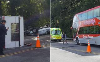 Otro accidente con un micro de dos pisos en la Ruta 2