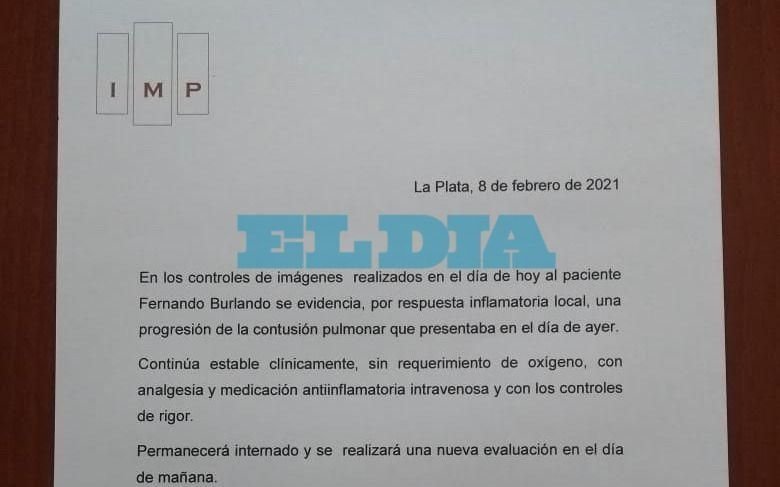 Burlando continuará internado: "Progresión de la contusión pulmonar"