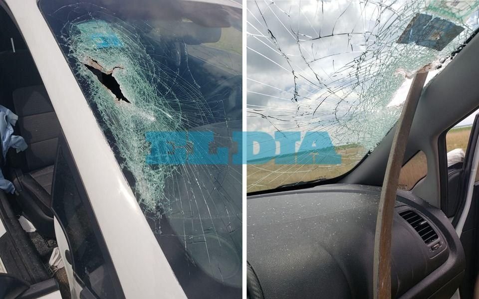Susto y milagro para un matrimonio platense en plena ruta: una varilla le atravesó el parabrisas