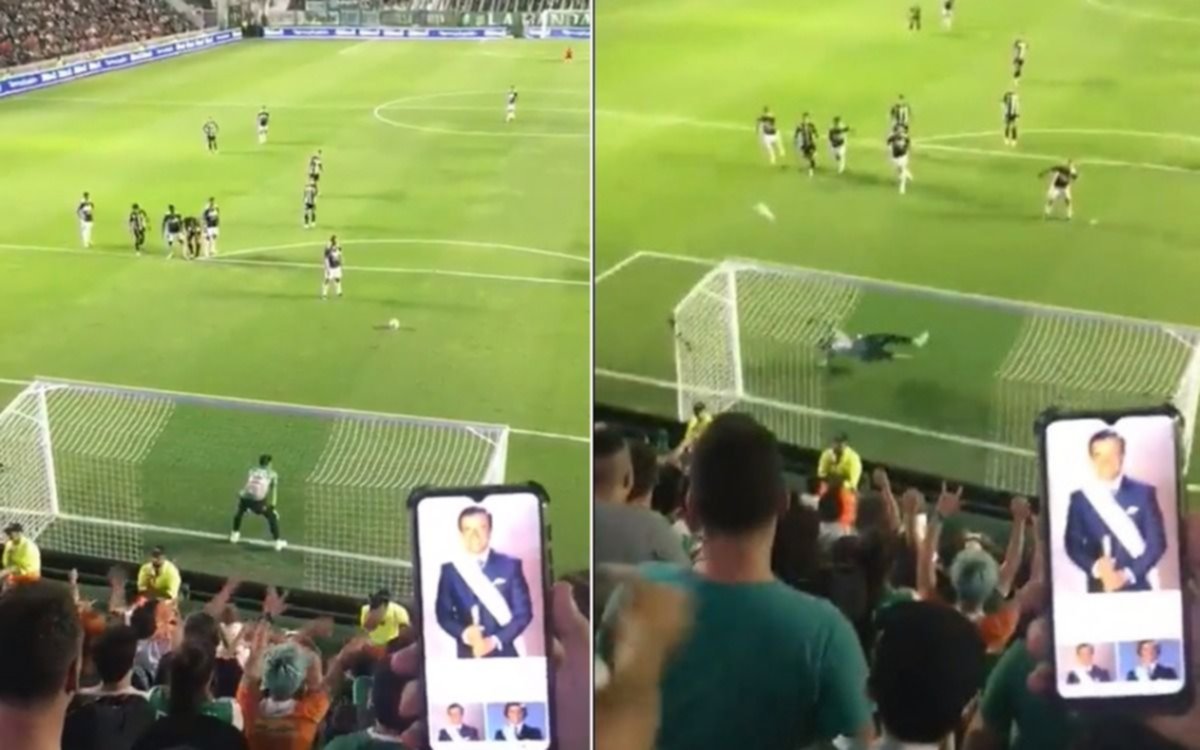 El video viral de un hincha de Banfield con una foto de Menem en el penal errado de Gimnasia