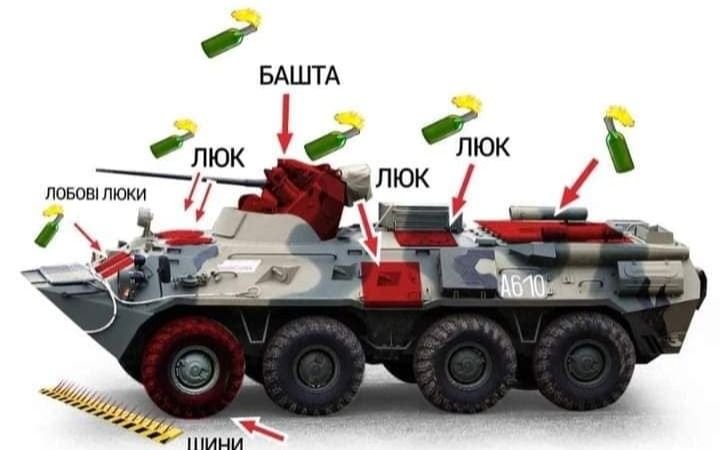 Ucrania publica una guía de dónde lanzar las bombas Molotov contra los tanques rusos