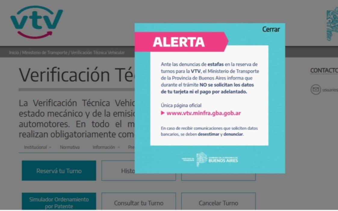 Advierten por nuevas estafas al momento de tramitar el turno para la VTV