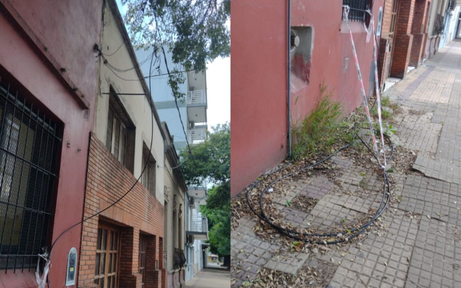 Cables sueltos en la vía pública, a metros de un centro educativo