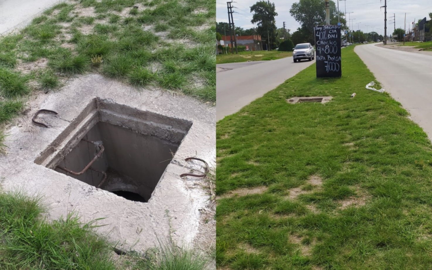 Un pozo en medio de la calle, un peligro para los vecinos de Villa Elvira