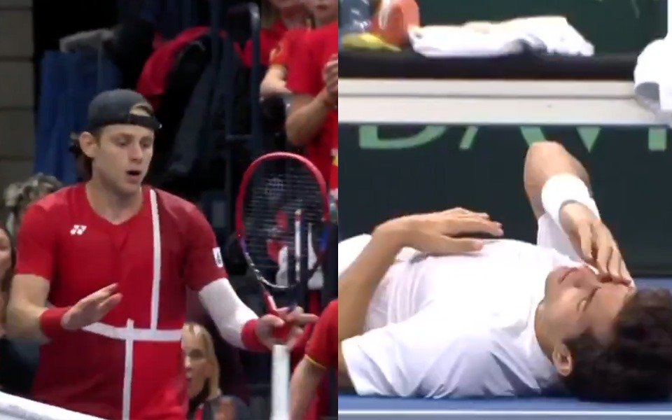 Escándalo en la Copa Davis: Cristian Garín recibió un topetazo de Zizou Bergs, no pudo seguir y fue descalificado