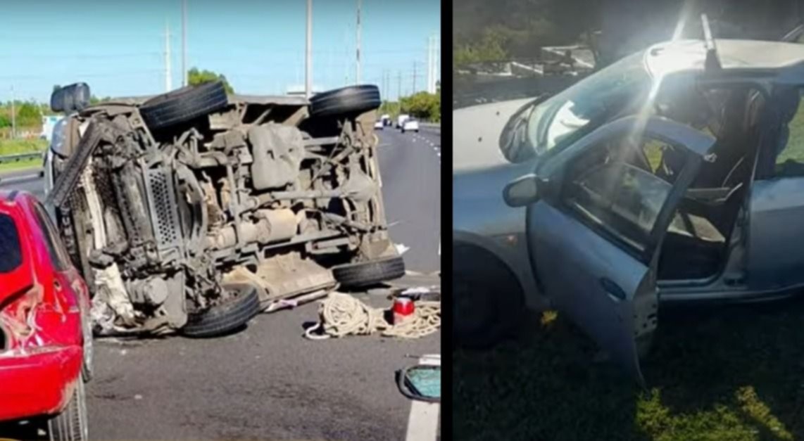 Caos en la Autopista por tremendo choque y vuelco a la altura de Quilmes: se complica llegar a capital federal
