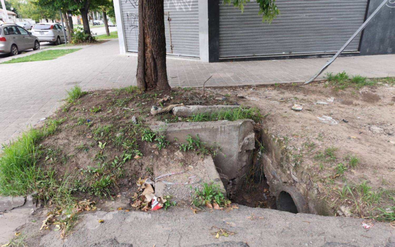 Un pozo "caza peatones" en una esquina de Tolosa: "Nadie se hace cargo"