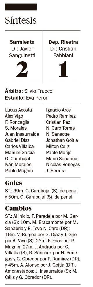 Sarmiento, y el primer triunfo en el torneo