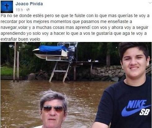 "Buen vuelo": el conmovedor mensaje del hijo de un piloto del avión que cayó en Uruguay