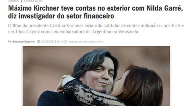 Revista brasileña afirma que Máximo 
comparte cuenta bancaria con Garré