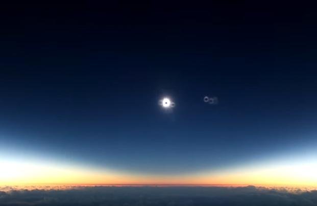 Increíbles imágenes de un eclipse a 10 mil metros de altura
