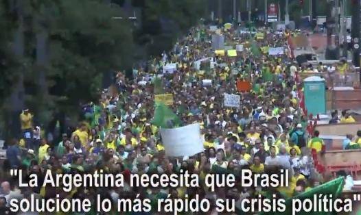 "Argentina necesita que Brasil solucione lo más rápido su crisis política"
