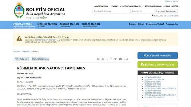 Oficializaron los cambios en las asignaciones familiares