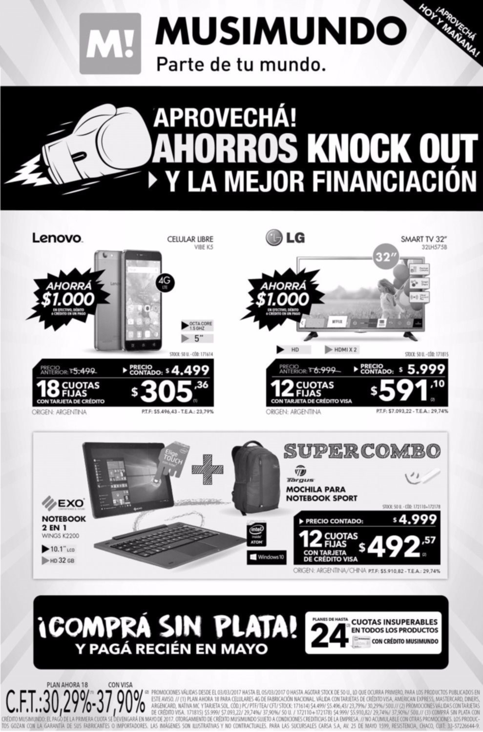 Continúan los "ahorros Knock out" y los insuperables créditos de Musimundo