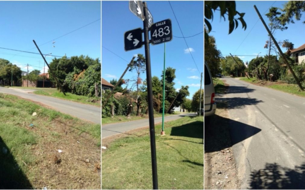  Hartazgo vecinal en Gonnet: desde el temporal del 5 de febrero conviven con un poste con riesgo de caída