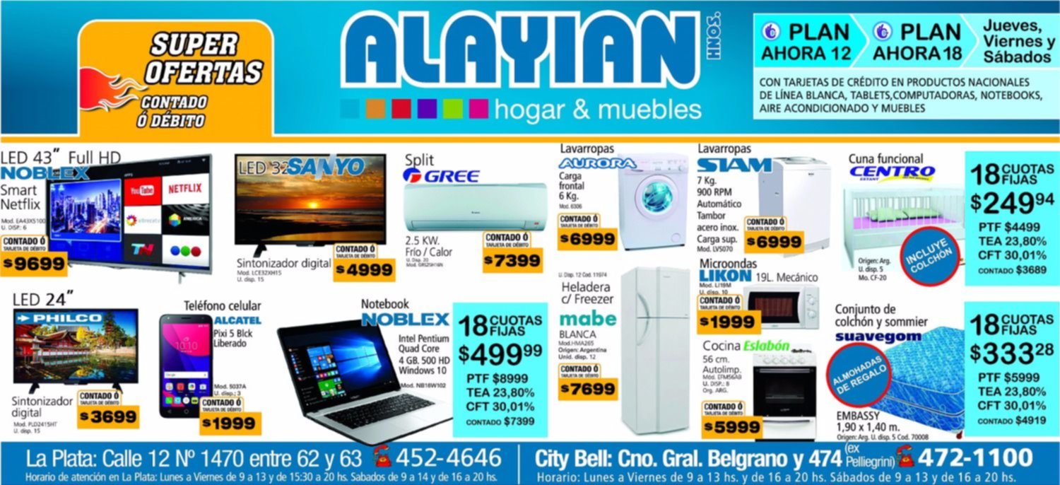 Los mejores precios en LCDs, notebooks y celulares están en Alayian Hnos 