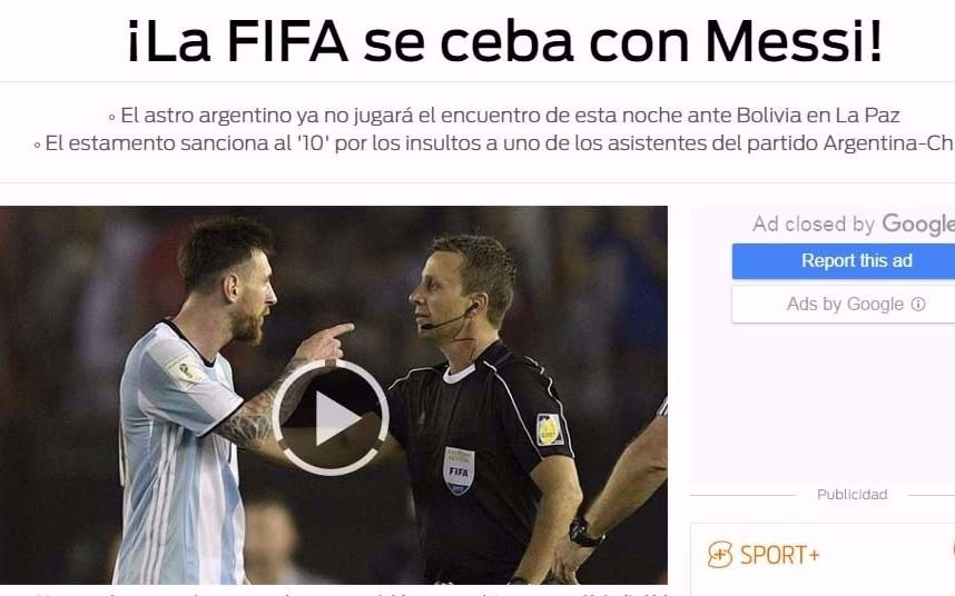 La suspensión de Messi impactó en todos los portales del mundo