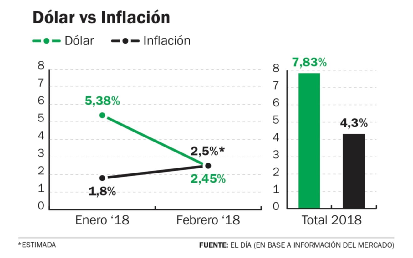 El dólar cerró en febrero a $20,42 y en el primer bimestre del año le ganó a la inflación