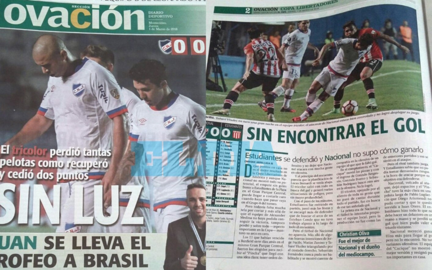 Medios uruguayos marcan que "Nacional cedió dos puntos"