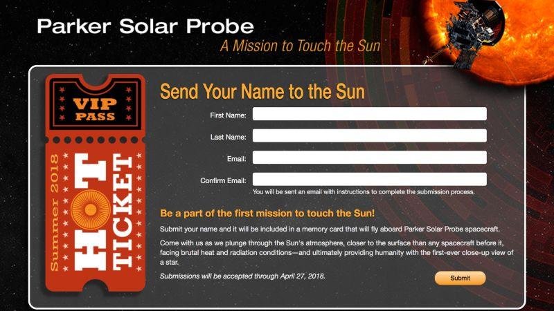 La NASA abre un formulario para mandar nombres al Sol en una sonda suicida