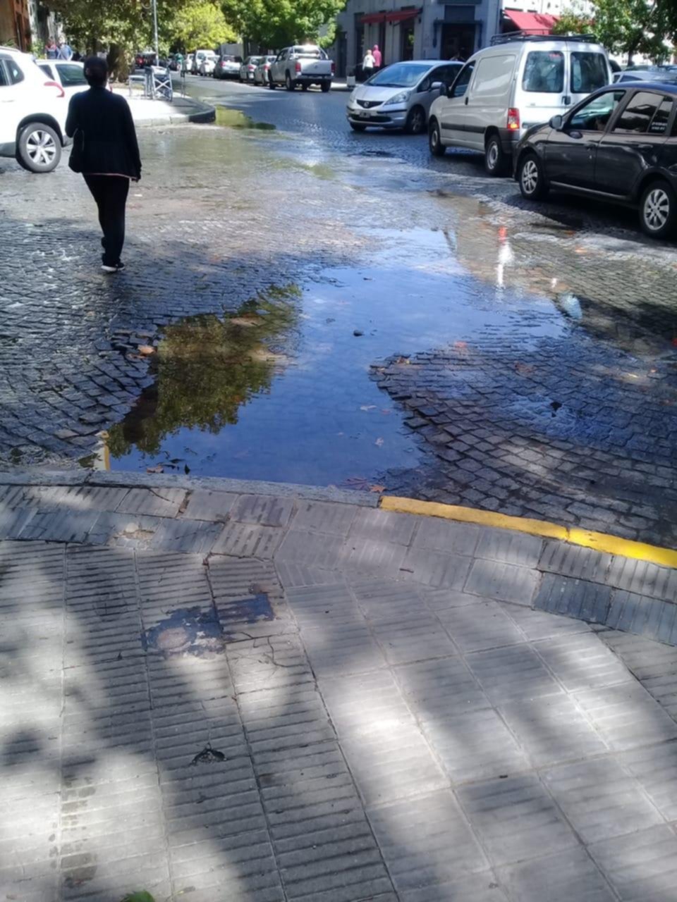 Una “catarata” por un caño roto en diagonal 77 y 10