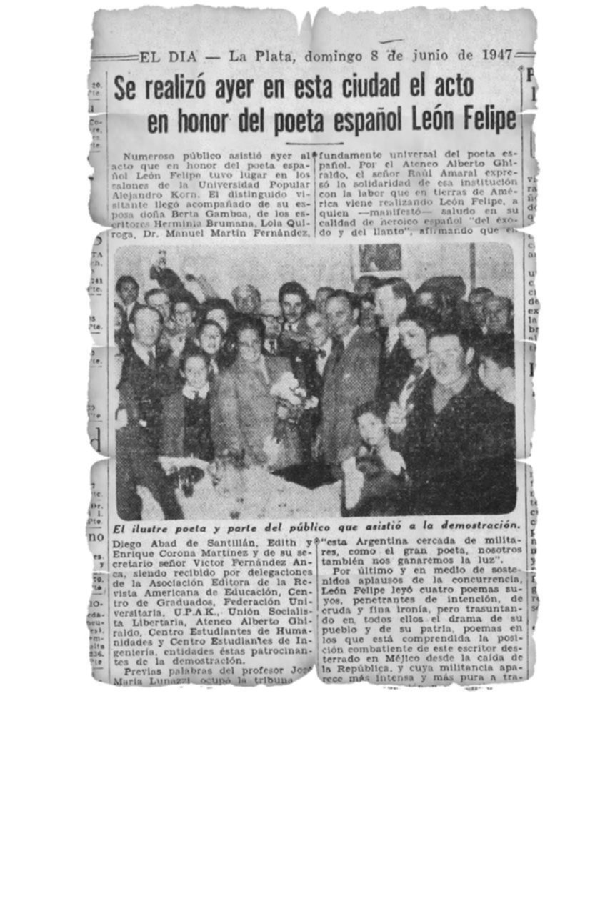 León Felipe, el gran poeta español en el exilio, conmovió a la Ciudad